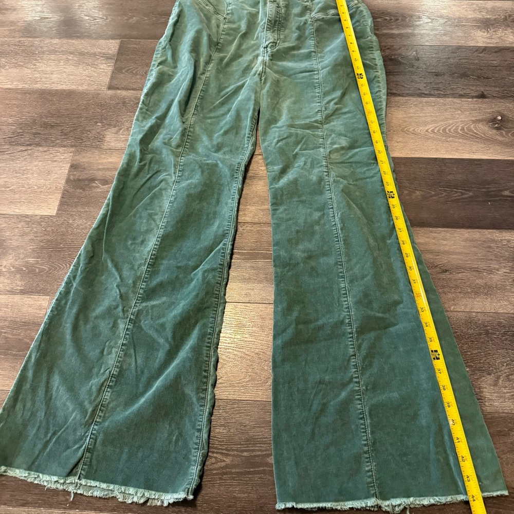 Emerald Green Corduroy Flare Pants - Picture 5 of 14
